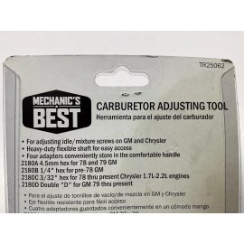 Mechanics Best TR25062 Carburetor Throttle Adjustment Tool - 11-1/2", 5 Adapters