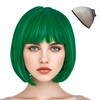 AYNKH 12 Inches Green Wig,Short Straight Bob, Bangs Wigs, Breathable