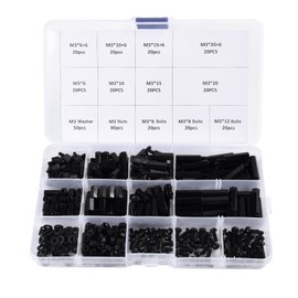350Pcs M3 Male Female Nylon Hex Spacer Standoff Screws Nuts Assorted Assortment Kit Threaded Pillar for PCB Circuit Board Motherboard Standoffs Black