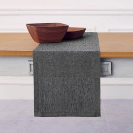 Solino Home Linen Table Runner 72 Inches Long – 100% Pure Linen Charcoal Grey Table Runner 14 x 72 Inch – Machine Washable Dining Table Runner for Winter – Athena