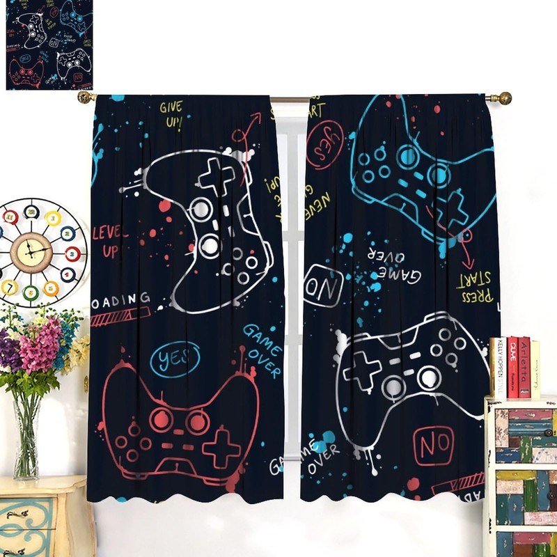 3D Game Controller Pattern Printing Curtains - Living Room, Kitchen