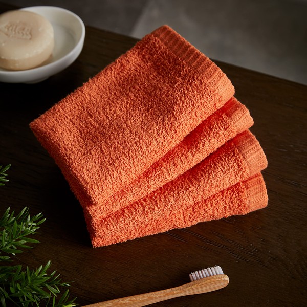Catherine Lansfield Quick Dry Cotton 4 Pack Face Cloth Orange