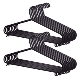 Taylor & Brown® 20 x Black Strong Plastic Clothes Hanger Garment Coat Dress Skirt Adult Size Hangers with Suit Trouser Bar & Lips