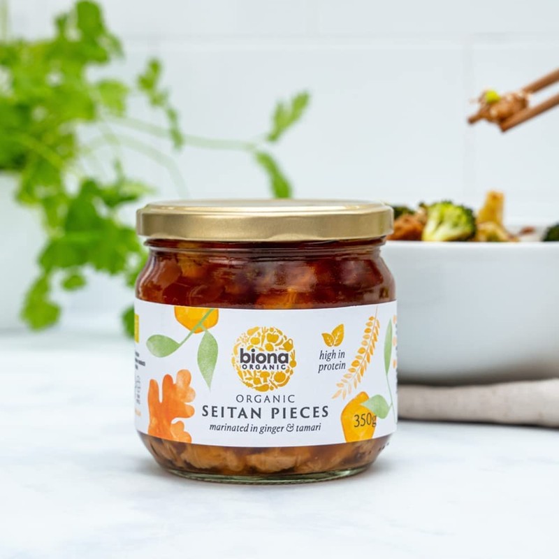 Biona Organic Seitan Pieces in Soya Sauce and Ginger, 350g