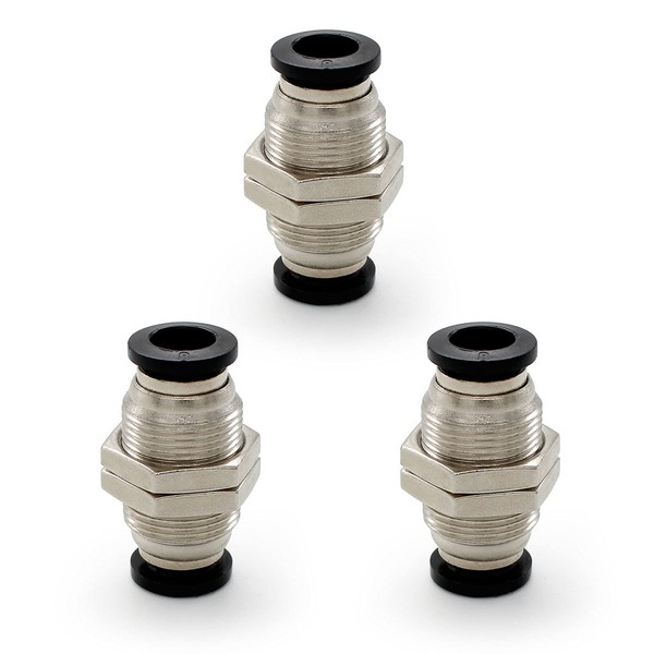 SRJQXH Pack of 3 Pneumatic Connectors, Pneumatic Bulkhead Fitting, Quick