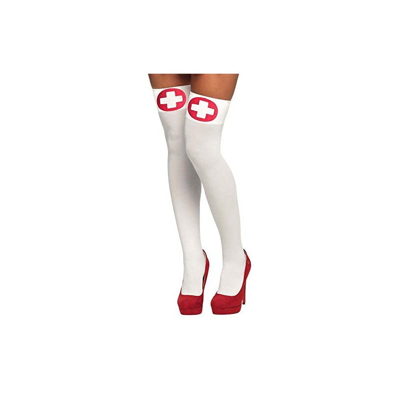 Boland 02254 Socks Stockings Nurse Nurse, White/Red, One Size