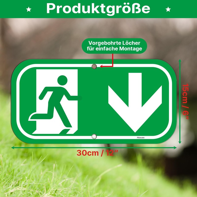 Emergency Exit Sign Arrow Down 30 x 15 cm Escape