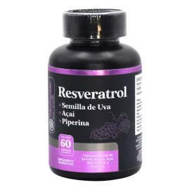 Resveratrol Potenciado I 60 cápsulas I Con acaí, piperina y semilla de uva I Antioxidante premium I Apoya la salud celular y el envejecimiento saludable I Estrés oxidativo I 1 mes de uso I Momosie
