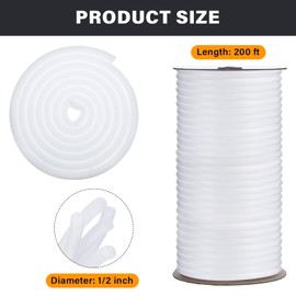 Shihanee Foam Backer Rod for Gaps Concrete Crack Filler Joints Essential Caulk Saver Bulk Foam Backing Rod Concrete Filler Rope for Weather Stripping Door Seal (White,1/2 Inch X 200 Feet)
