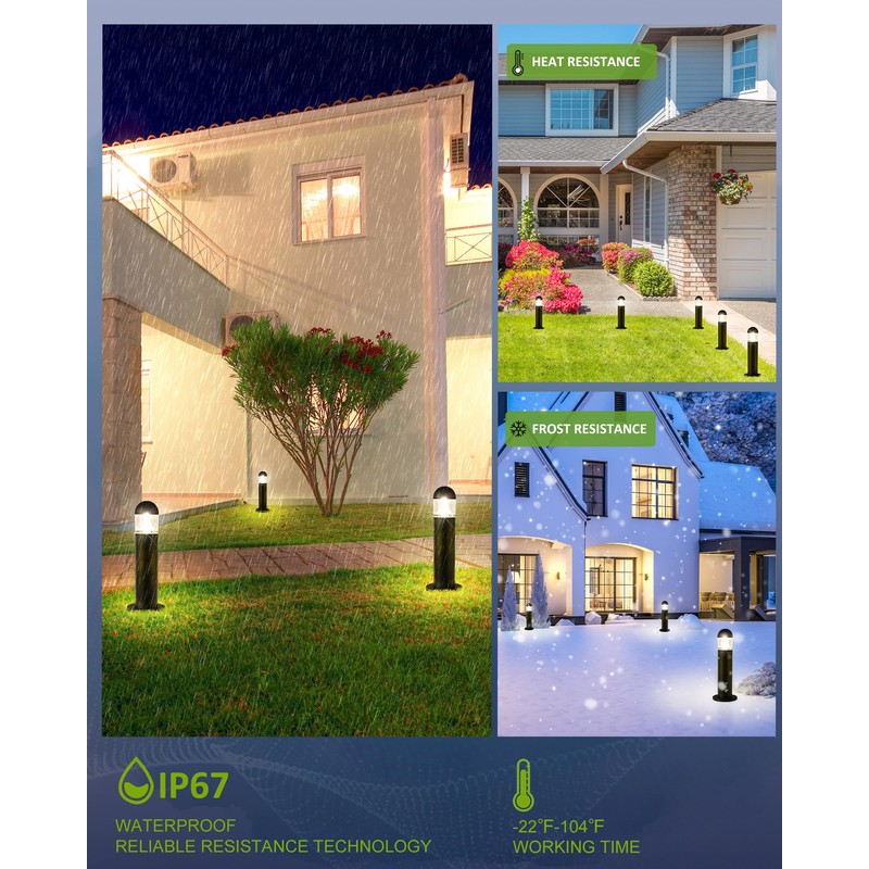 2 Pack Low Voltage Landscape Pathway Lights, 12V LED Bollard