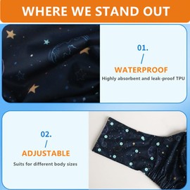 WEEOATAR Unisex Reusable Adult Cloth Diaper,Washable Swim Nappies,Adjustable Incontinence Pocket Diaper with Snaps,Underwear for Seniors,Disability,Postpartum(Dinosaur,XL)