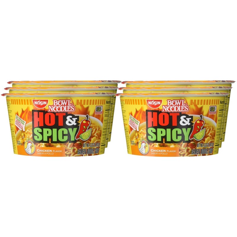 Nissin Noodle Bowl, Hot and Spicy Chicken, 3.32 Ounce (Pack