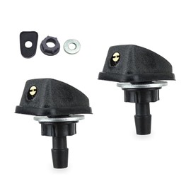 yorpyep 2 PCS Front Windshield Washer Nozzle, Fan-shaped Wide-angle Uniform Spray Wiper Nozzle with Gasket, 0.31" Single Hole Adjustable Sprayer Head Standard Replacement, for Most Cars (Black)