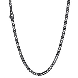 Richsteel Cuban Chain for Men Women Link Chain 3mm/6mm/9mm/12mm Size 35cm-75cm Silver/Gold 18K/Black 316L Stainless Steel Jewelry American Style Necklace, Stainless Steel, No Gemstone