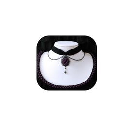 Black Rose Cameo Pendent Choker,Gothic Velvet Choker Necklace Vintage Resin Red Crystal Gem Pendent Necklaces Witch Jewelry for Women, Large, Black Velvet, crystal gem