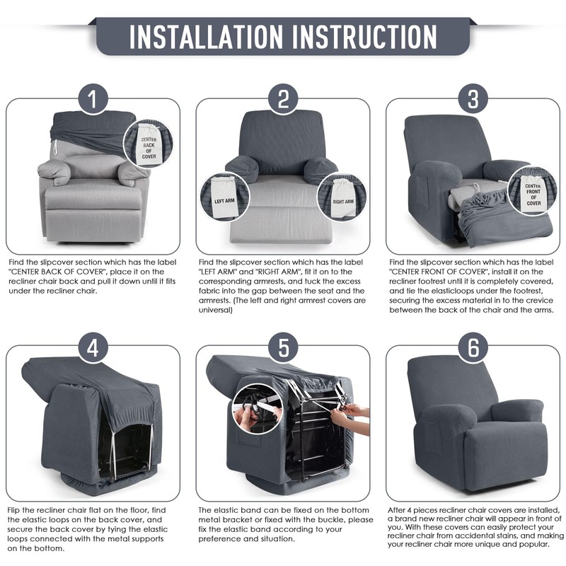 TAOCOCO Oversized Recliner Chair Covers, 1 Seater Streach Recliner Covers