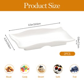 Milnnie 2-pack Creative 6"x4" Curvy Plastic Snack Plates – Modern Faux Porcelain Appetizer Trays for Bar, Restaurant, or Home – Lightweight, Durable, and Stylish