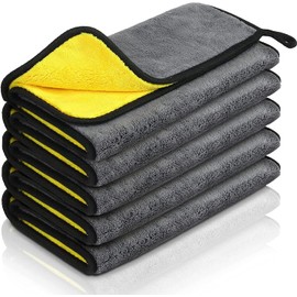 Uplayteck Toallas de Limpieza de Microfibra 5 Piezas (30 x 60cm) Trapos de Limpieza Profesional Toallas de Microfibra para Coches Ms Suaves y Absorbentes Gris y Amarillo