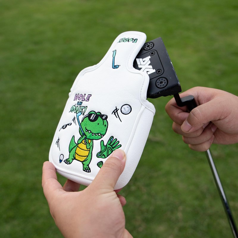 Golf Mallet Kawaii Magnetic Putter Cover Premium Embroidered PU Leather
