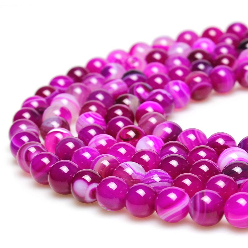 jartc Rose Ronda de rayas ágata Gemstone Beads, 6 mm,