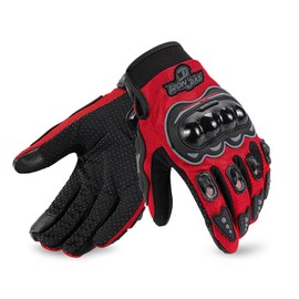 IRON JIA'S Motorcycle Gloves Motorbike Red Short Sports Leather Summer for Touch-Screen