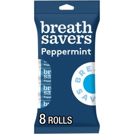 BREATH SAVERS Peppermint Flavored Sugar Free Breath Mints Rolls, 0.75 oz (8 Count)