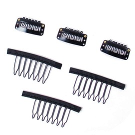 70 Pcs Wig Accessories Set 60Pcs Hair Extensions Wig Clips 7-Teeth Wig Combs with Cloth 6-Teeth U-Shape Metal Snap Clips 5 Curved Needles 5 T-Pins