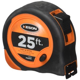Keson PG2510 Economy Series Short Tape Measure with Lacquer Coated Steel Blade (Graduations: ft, 1/10, 1/100), 1-Inch by 25-Foot