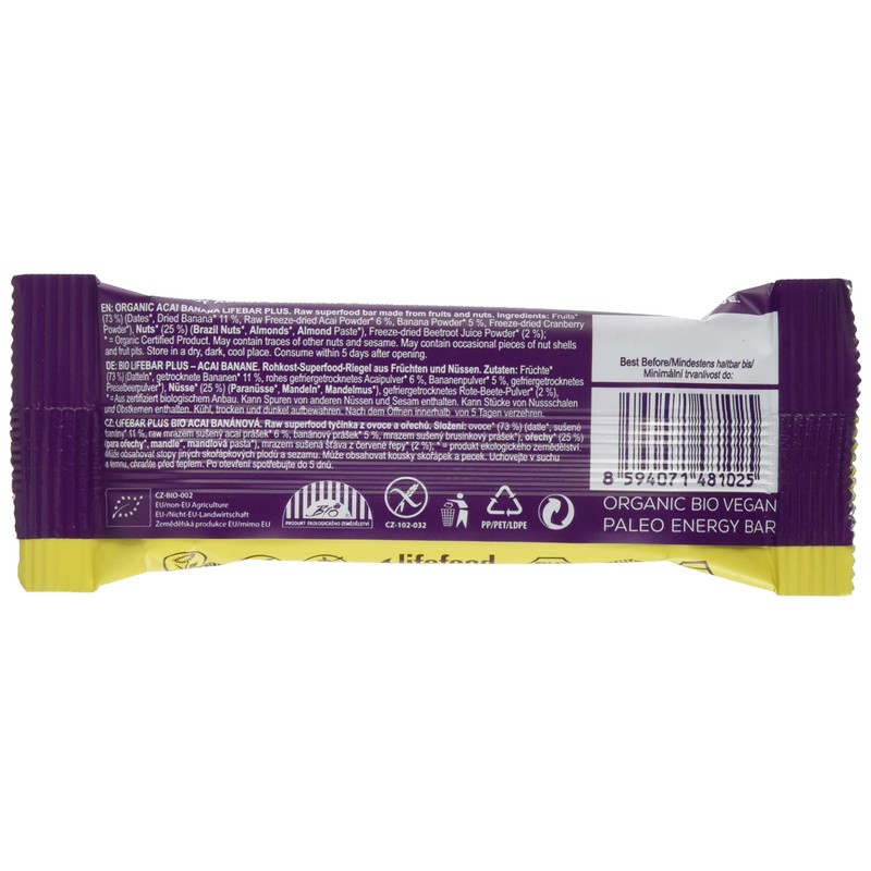 lifefood Lifebar Plus Acai and Banana Pack of 5 (5