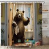 EVRCVAR Funny Bear Shower Curtain Bathtub Brown Animal Rustic Farmhouse