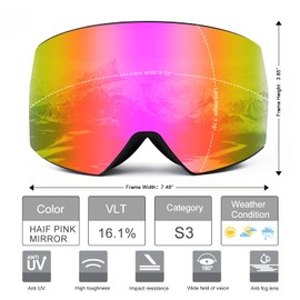 FMY Ski Goggles for Men Women & Youth - Anti Fog UV400 Protection Snowboard Snow Skiing Goggles for Adult