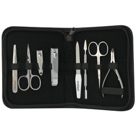 Innotech Instruments Nail Set 8-Piece Stainless Steel Manicure Pedicure Set with Euti Tweezers, Nail Scissors, Nail Clippers