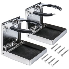XinKunmarine 2PCS Boat Cup Holder,Stainless Steel Adjustable Holder for Cup Bottle Beverage,Folding Drink Holders for Marine Boat,Pontoon Boat,Truck,RV,Yacht