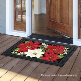 Briarwood Lane Festive Poinsettias Christmas Doormat Floral Holiday Indoor Outdoor 30" x 18"
