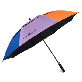 G4Free 68 Inch UV Protection Golf Umbrella Auto Open Vented Double Canopy Oversize Extra Large Windproof Sun Rain Umbrellas (Rainbow/Black)