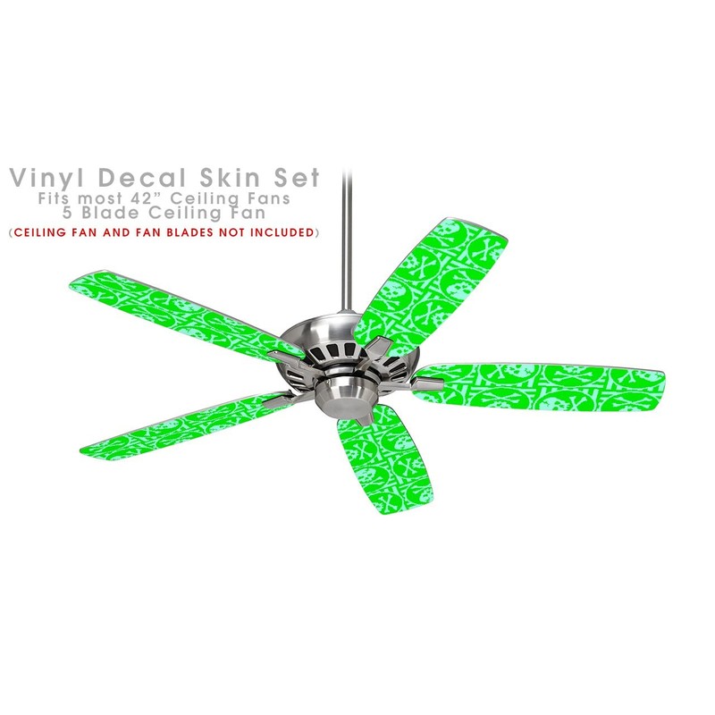 Skull Patch Pattern Green - Ceiling Fan Skin Kit fits