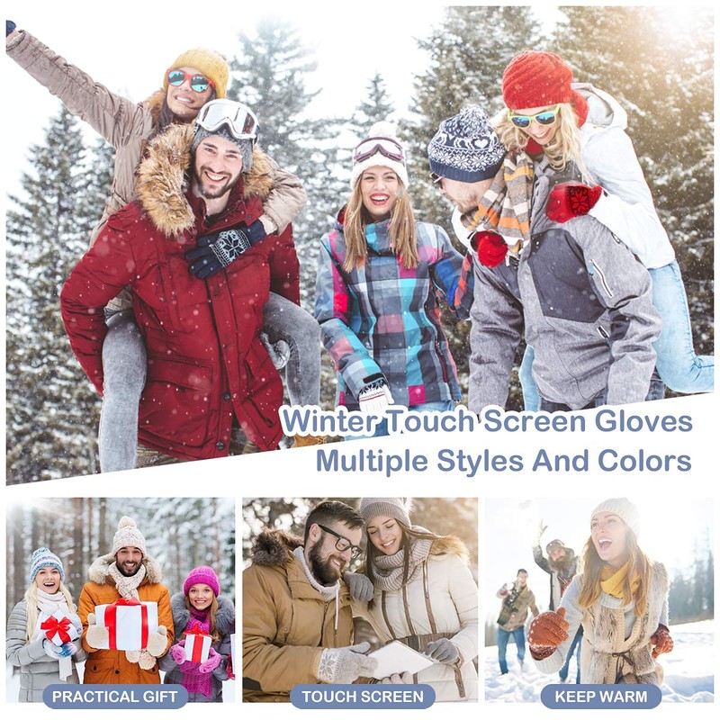 Veni Masee Winter Touchscreen Gloves, Snow Flower Print, Keep Warm,