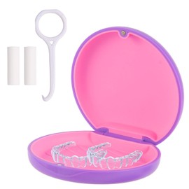 ACSKD Aligner Case, Slim Retainer Box for Travel, Retainer Case Compatible with Invisalign Aligners, Brace Storage Box with Aligner Removal Tool and Chewies,Purple