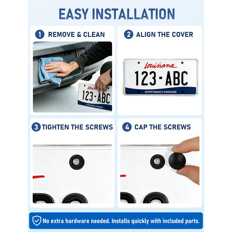 2 Pack Clear License Plate Protector for US Standard Plates,
