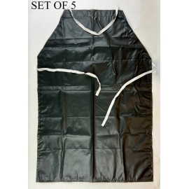 Waterproof Vinyl Bib Apron Black 41 x 27" Set of 5