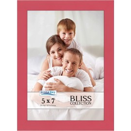Icona Bay - 5x7 Red Picture Frame - Modern Style Engineered Wood Frame - Table Top or Wall Mount - Bliss Collection