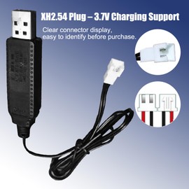 2-Pack USB RC Car Charger Cable Compatible with Mario Kart Mach 8 and Carrera 2.4GHz RC Vehicle, 3.7V Battery Charging Cord for Remote Control Cars, 2FT Charging Wire with LED Indicator Light