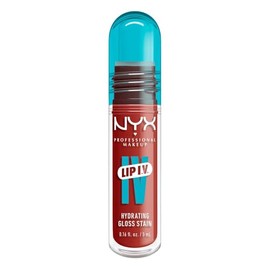 NYX Professional Makeup Lip IV, Gloss Serum Hidratante, fórmula 3 en 1: Brillo + tinta + hidratación, 12H de duración, con agua de coco y magnesio,fórmula vegana, 5ml - Tono Burst That Tang (peach)