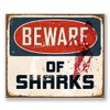 2 x 10cm Beware of Sharks Sticker Car Laptop Decal