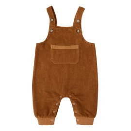 Volunboy Unisex Baby Dinosaur Dungarees, Corduroy Adjustable Sleeveless Romper Jumpsuit, Pumpkin