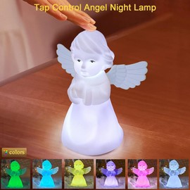 VEEKI Night Light for Kids, Multi-Color Angel Silicone Lamp with Tap Control, Rechargeable LED Beside Night Lights, Dimmable Cute Nursery Night Light Gift for Boys Girls Baby Toddlers Teen