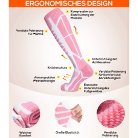 WEIERYA 2 Pairs of Ski Socks, Thermal Padded Knee Socks for Skiing, Snowboarding, Outdoor Winter Sports