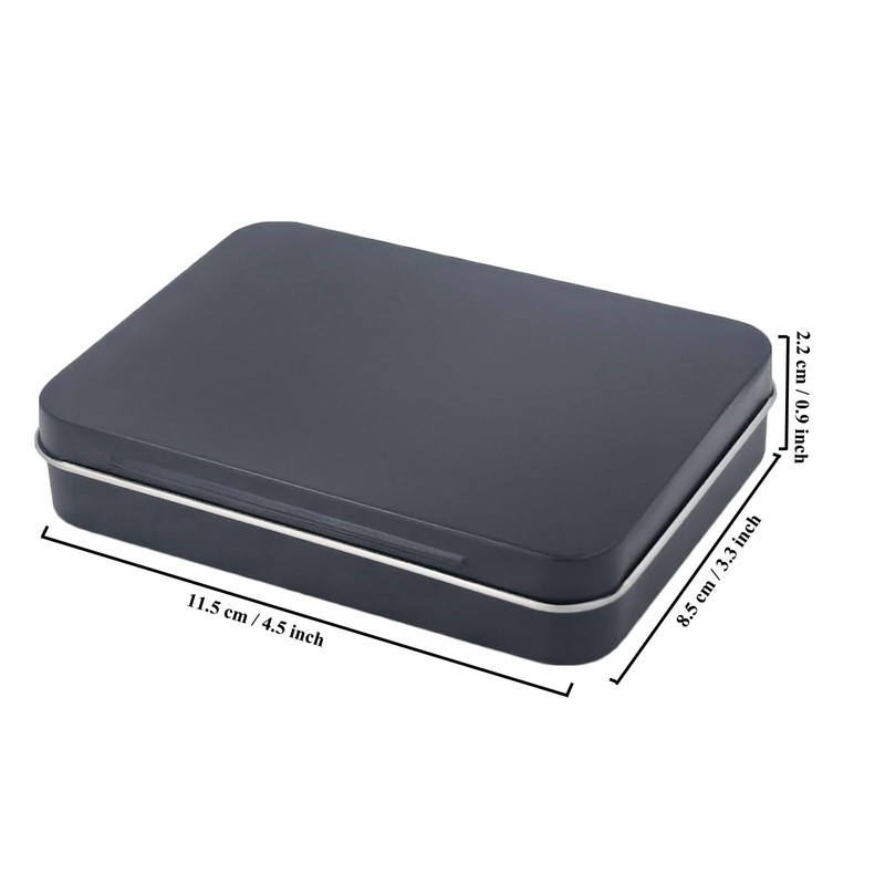 Goodma 24 Pieces Rectangular Metal Hinged Tins, Black, 4.5 x