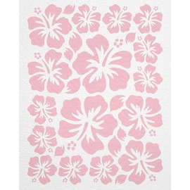 WANDfee Wall Sticker Hibiscus Flowers Choice of Colours Pink Wall Sticker Tile Stickers