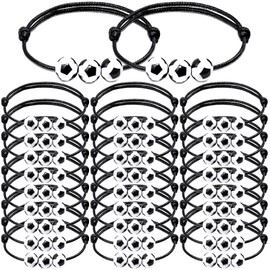 CHRIMISS Party Favors 40PCS Soccer Baseball Basketball Charm Adjustable Inspirational Bracelets (Soccer)